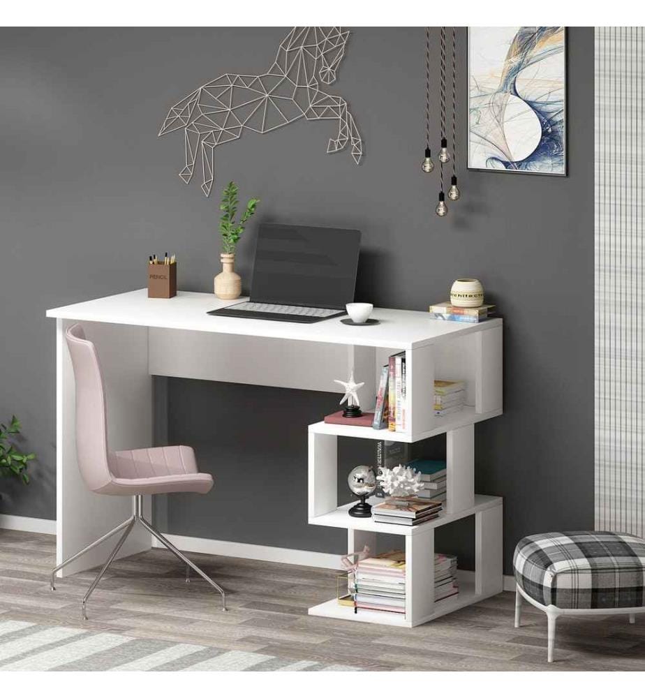 Study Desk, White, Melamine Coated Particle Board