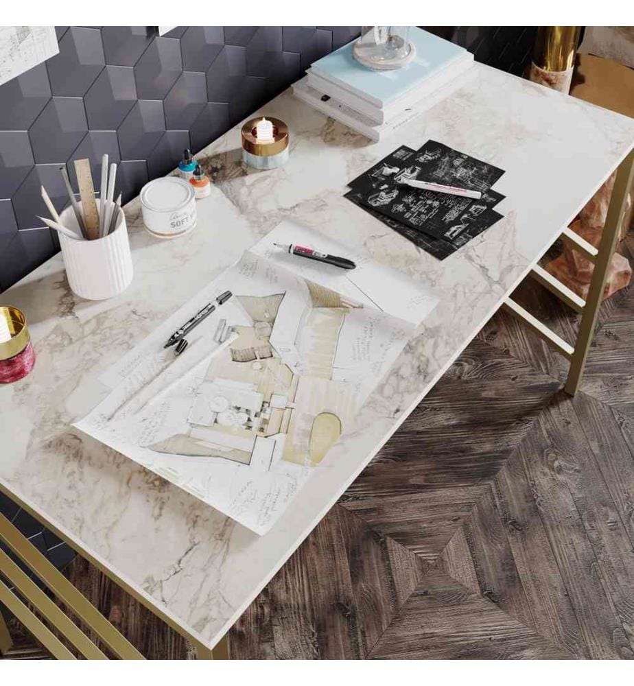 Bureau d'étude, blanc doré, panneau de particules mélaminé