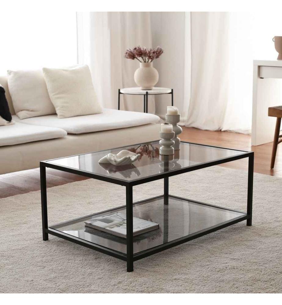 Table basse, Fume Black, verre trempé