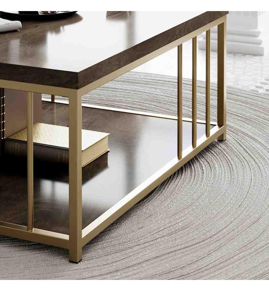 Table basse, noyer doré, panneau de particules mélaminé