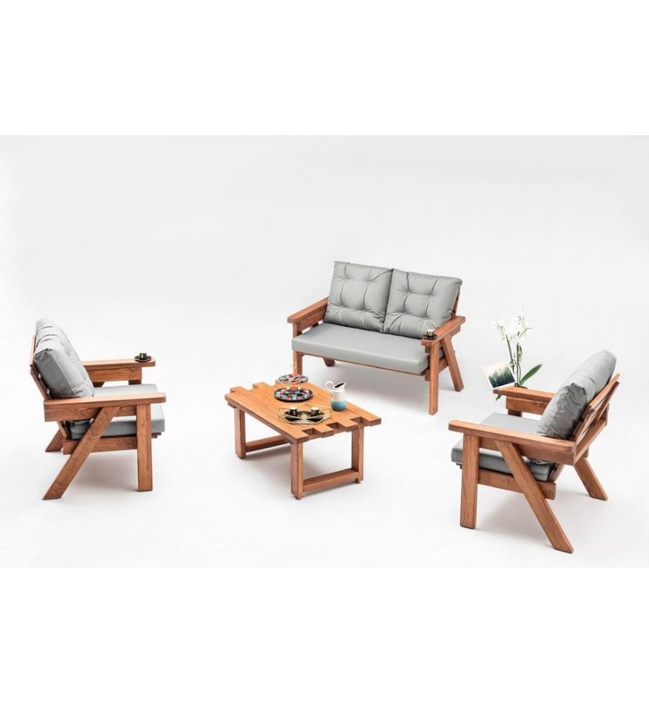 Table basse de jardin, noyer, bois de pin