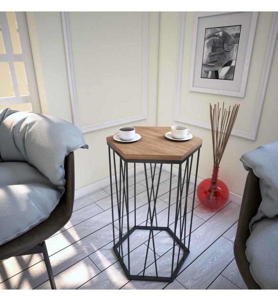 Table d'appoint, chêne foncé noir, panneau de particules mélaminé