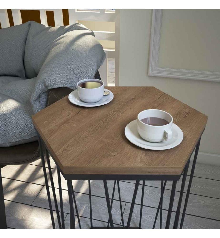 Table d'appoint, chêne foncé noir, panneau de particules mélaminé