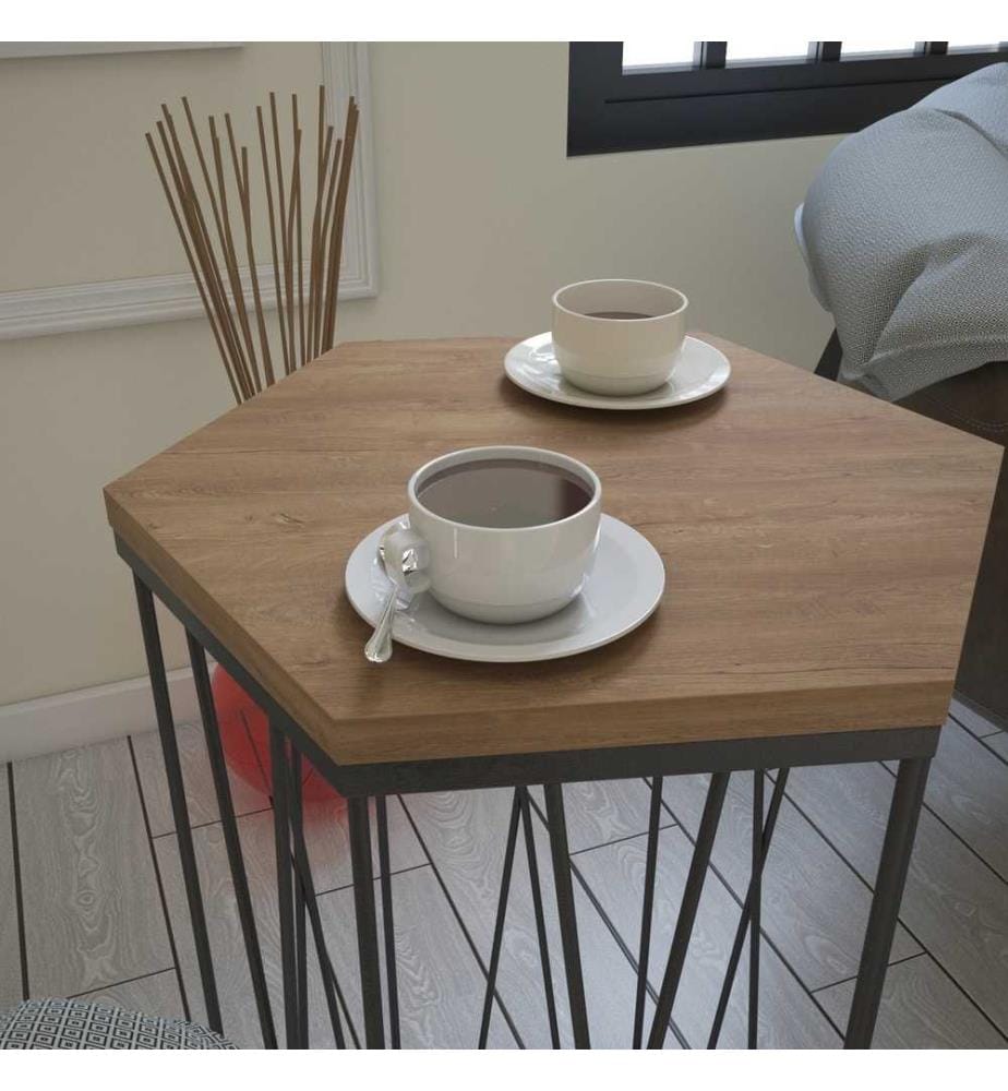 Table d'appoint, chêne foncé noir, panneau de particules mélaminé