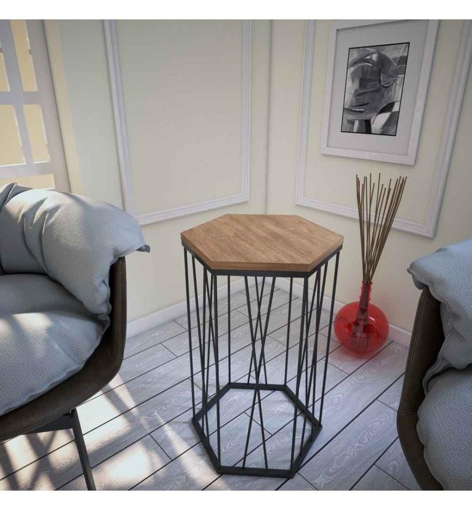 Table d'appoint, chêne foncé noir, panneau de particules mélaminé