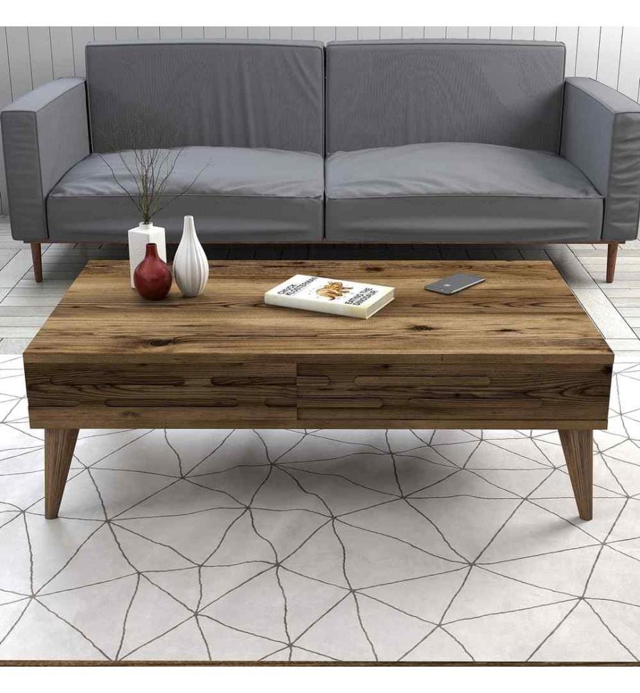 Table basse, noyer, panneau de particules mélaminé