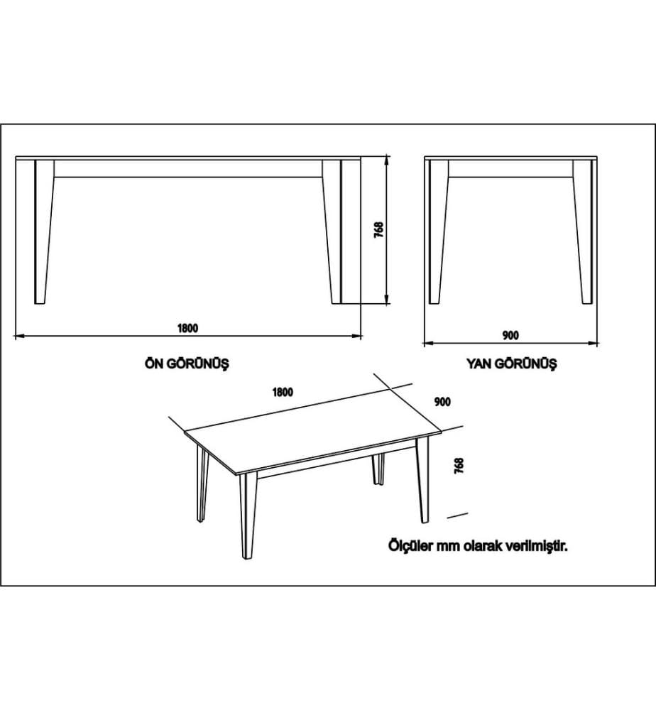 Dining Table, Walnut Black, Melamine Coated Particle Board