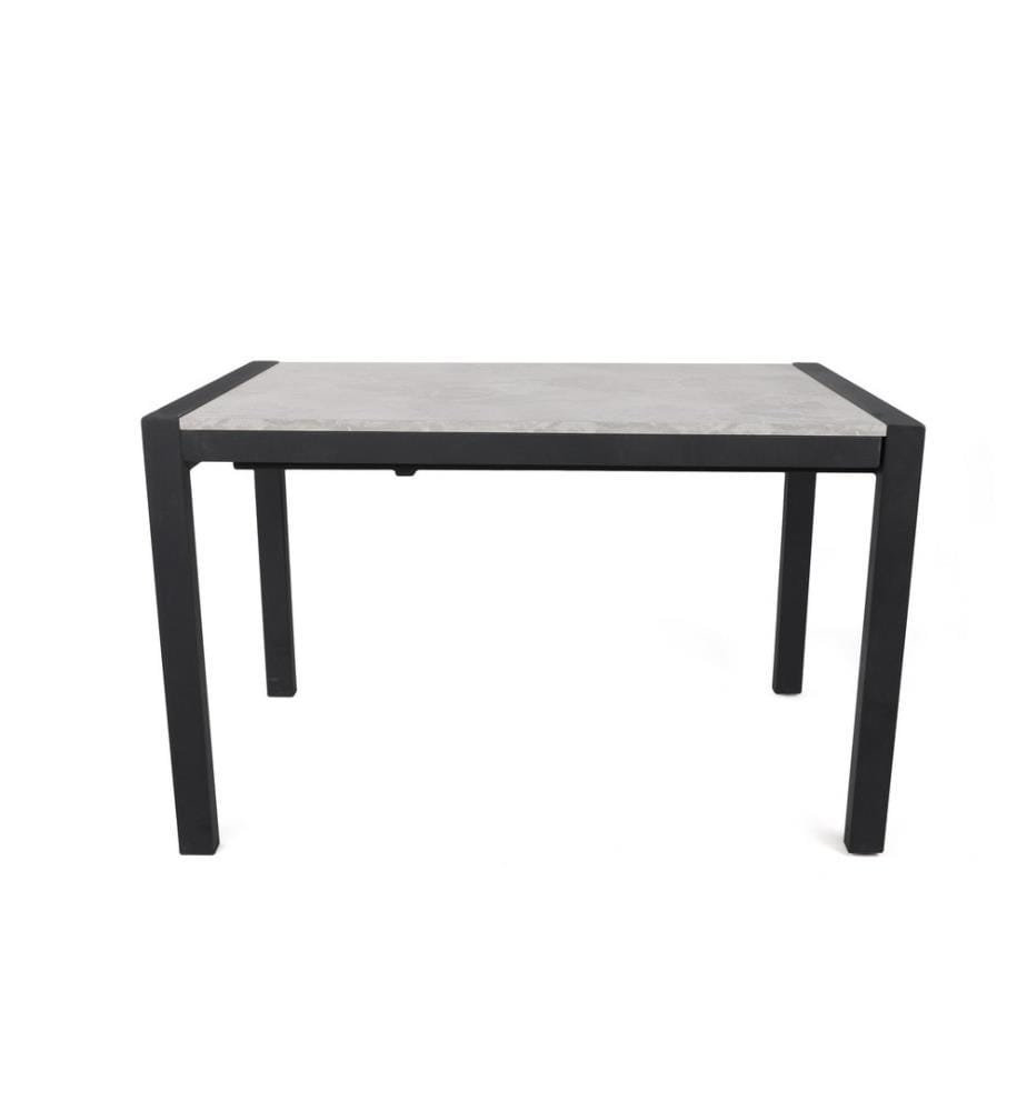 Table de salle à manger extensible, Mink, noir, panneau de particules mélaminé, pieds en métal