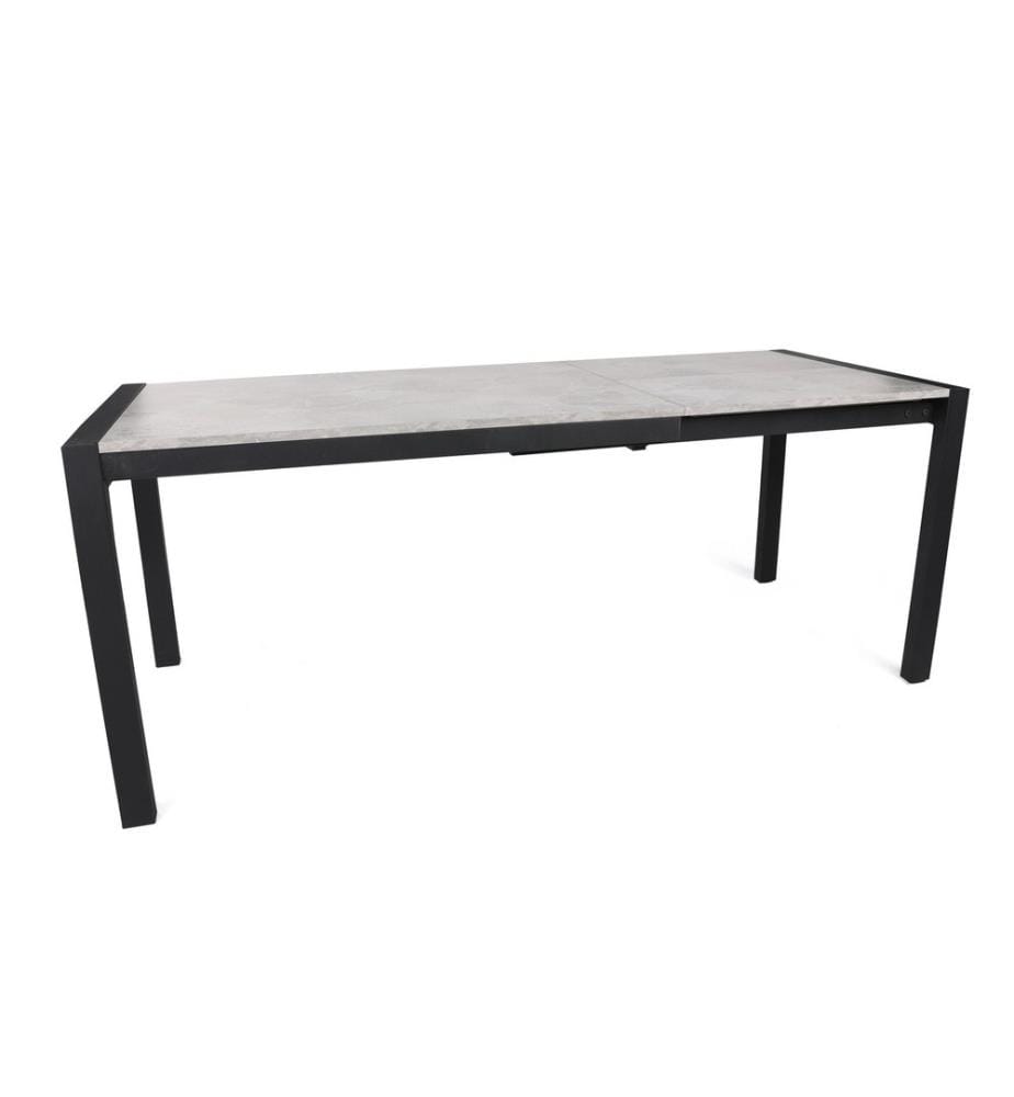 Table de salle à manger extensible, Mink, noir, panneau de particules mélaminé, pieds en métal