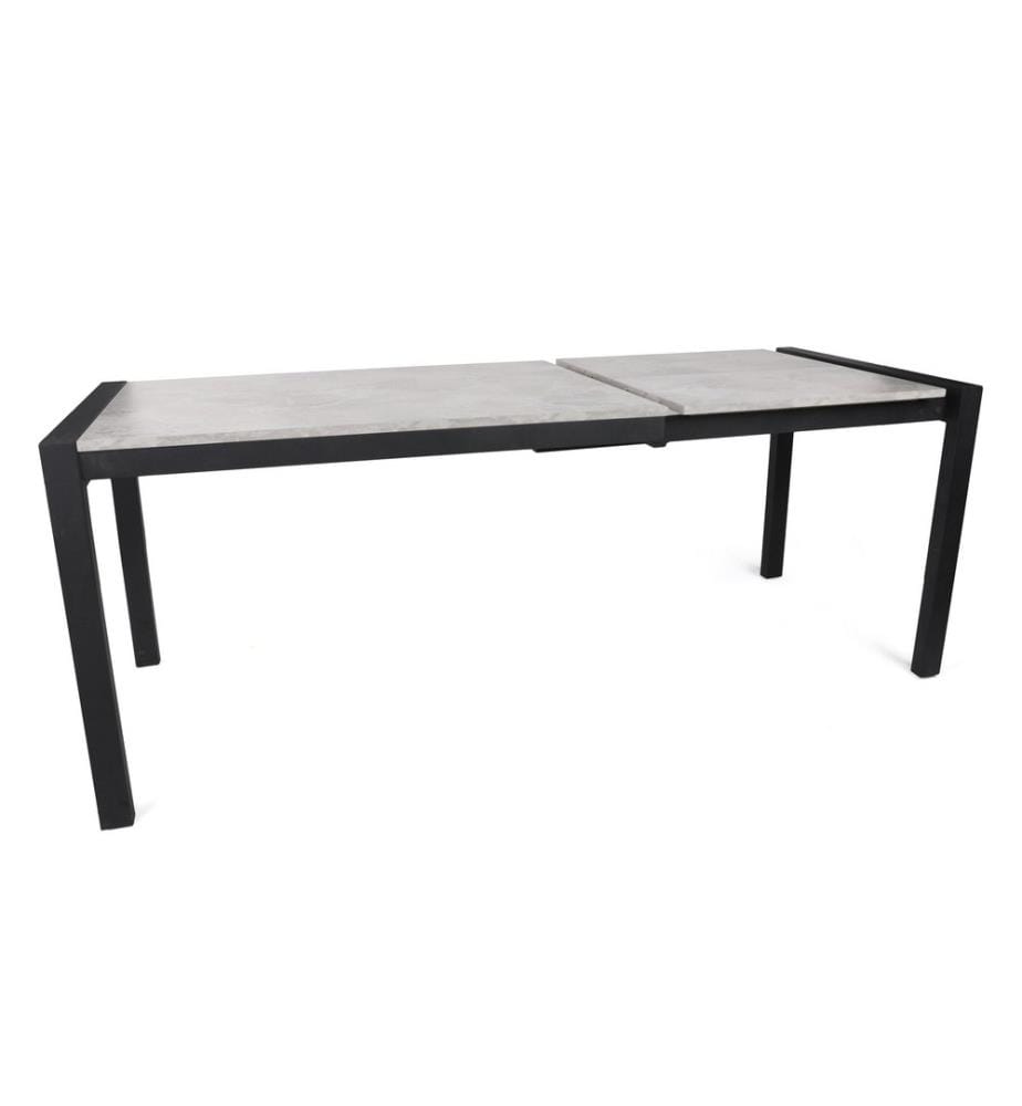 Table de salle à manger extensible, Mink, noir, panneau de particules mélaminé, pieds en métal
