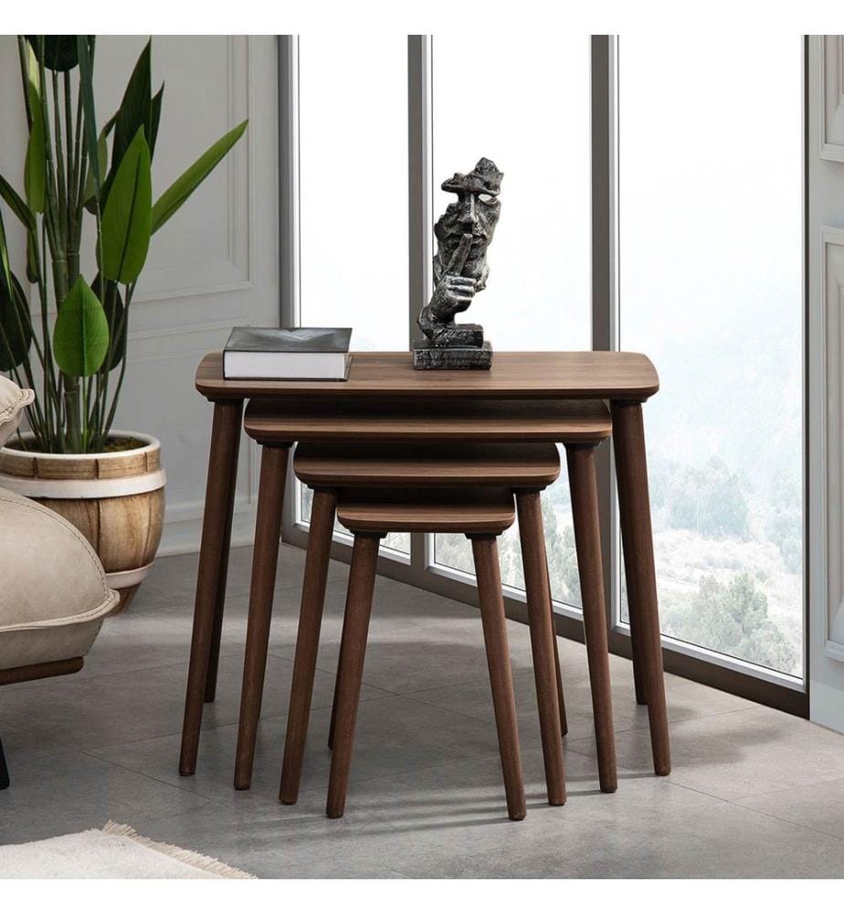 Nesting Table, 4 Pieces, Walnut, 100% MDF