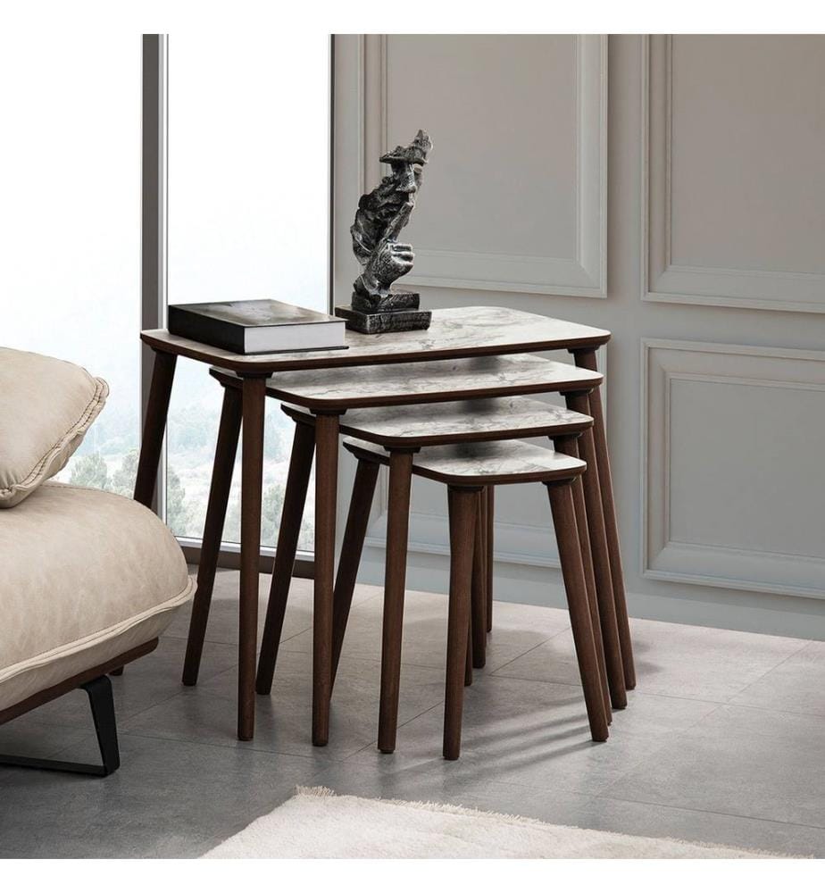 Nesting Table, 4 Pieces, White, 100% MDF