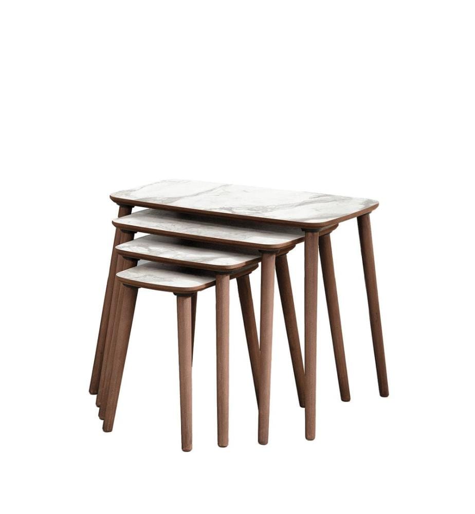Nesting Table, 4 Pieces, White, 100% MDF