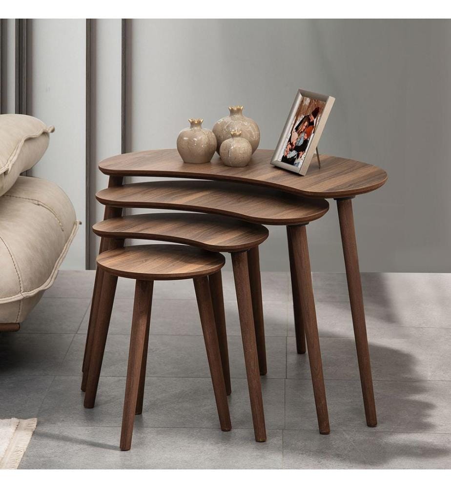 Nesting Table, 4 Pieces, Walnut, 100% MDF