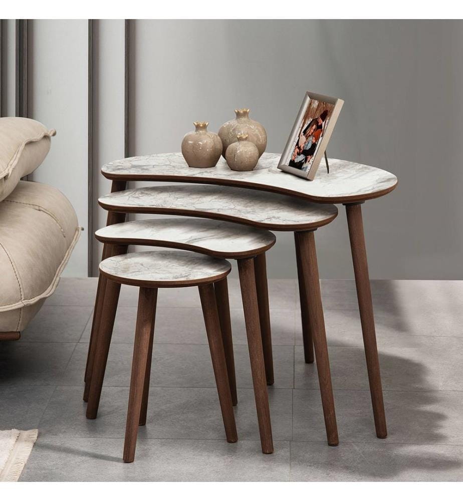 Nesting Table, 4 Pieces, White, 100% MDF