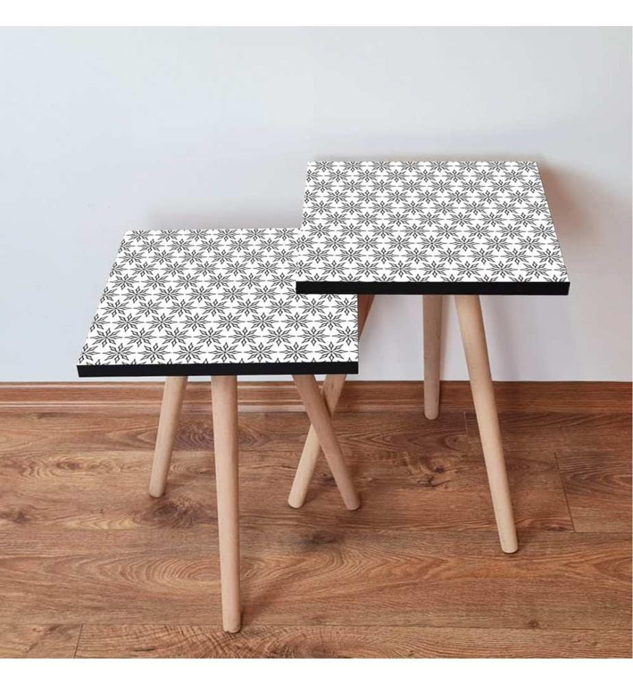 Tavolino componibile, 2 pezzi, nero, bianco, 100% MDF