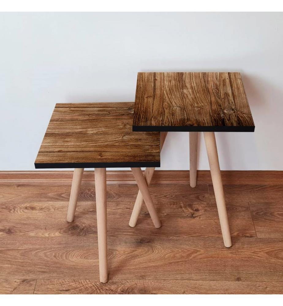 Tavolino da nido , 2 Pezzi, Marrone, 100% MDF