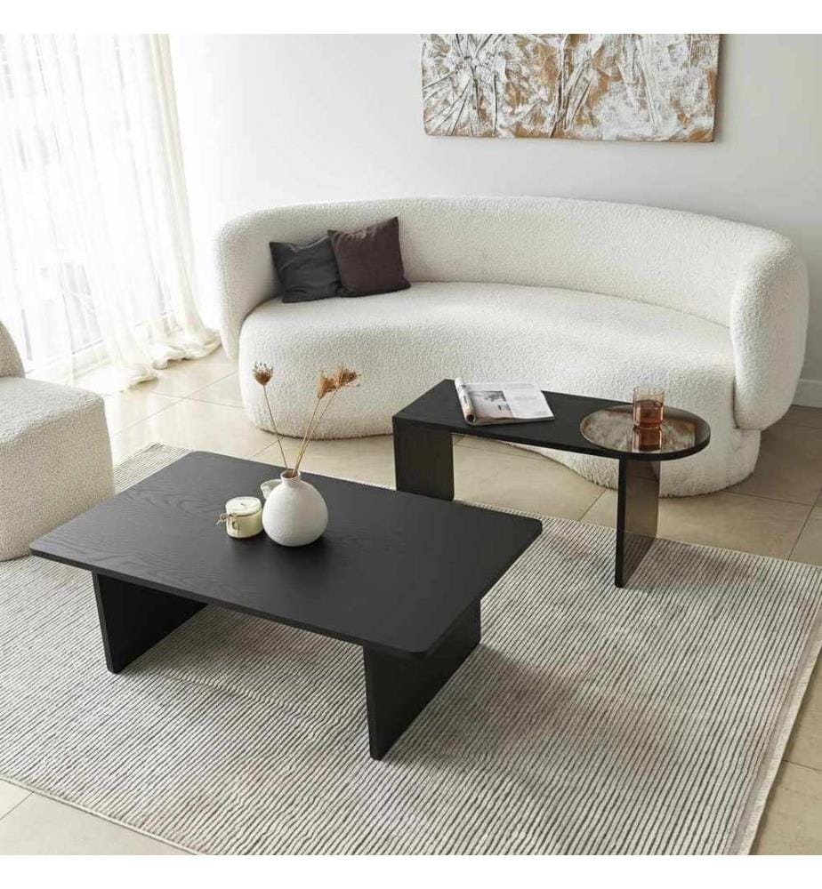 Nesting Table, 2 Pieces, Black, Bronze, 100% MELAMINE COATED CHIPBOARD