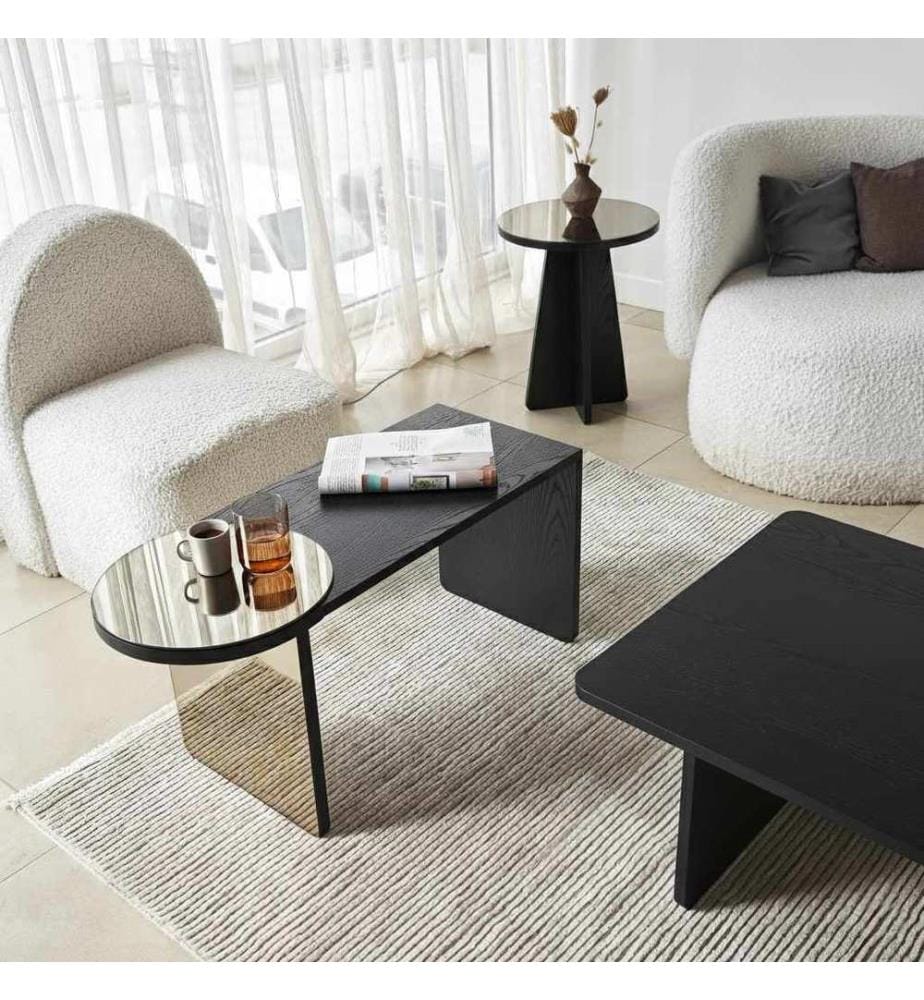 Nesting Table, 4 Pieces, Black, Bronze, 100% MELAMINE COATED CHIPBOARD