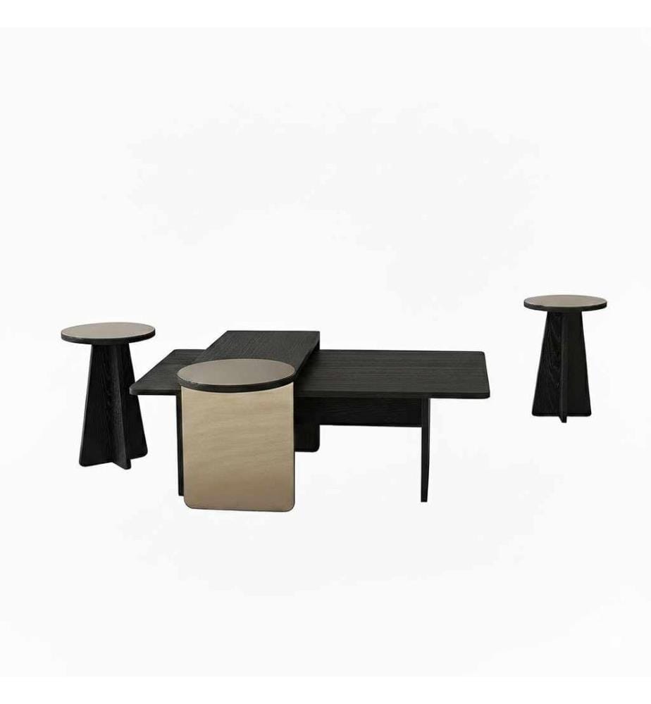Nesting Table, 4 Pieces, Black, Bronze, 100% MELAMINE COATED CHIPBOARD