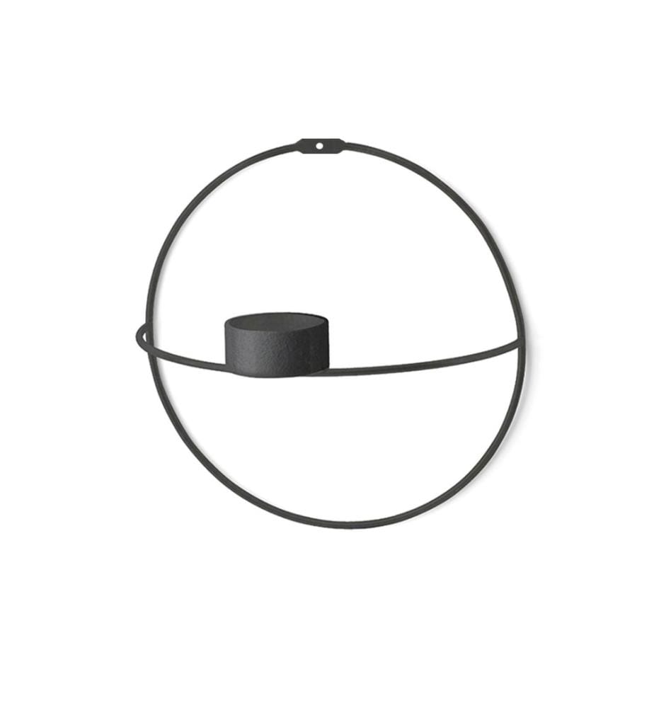 Decorative Metal Wall Accessory, Black, Metal, Candlestick