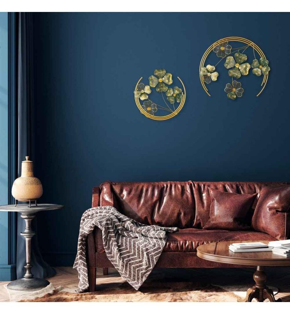 Decorative Metal Wall Accessory, Green, Gold, Metal