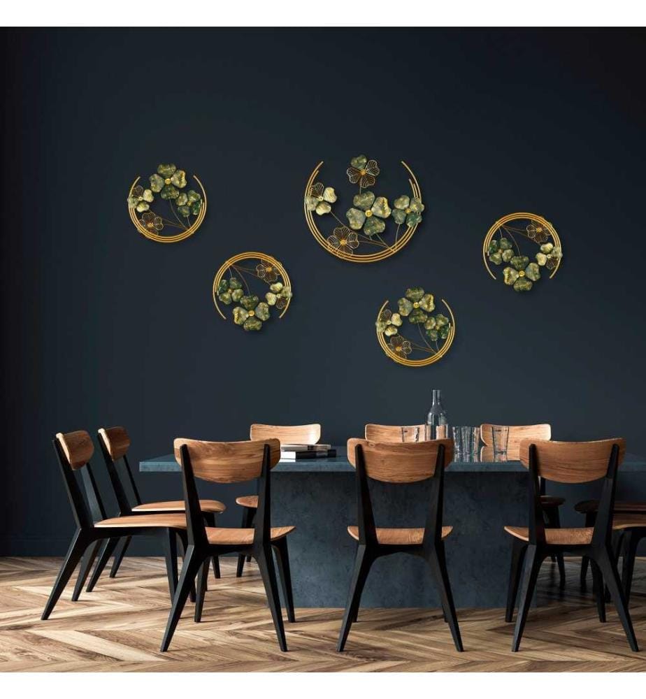 Decorative Metal Wall Accessory, Green, Gold, Metal