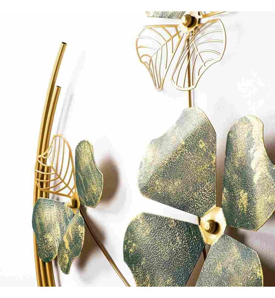 Decorative Metal Wall Accessory, Green, Gold, Metal