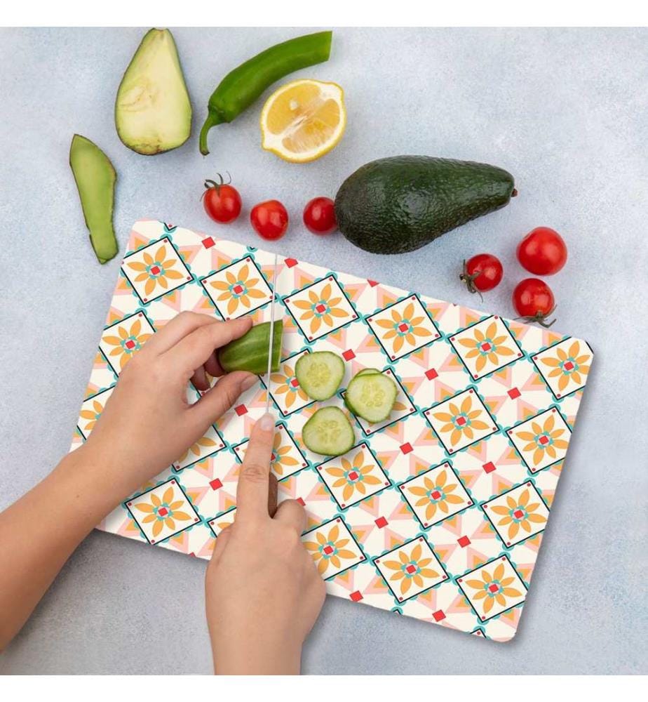 Cutting Board, Multicolor, 100% TEMPERED GLASS (Thickness: 4 mm)
