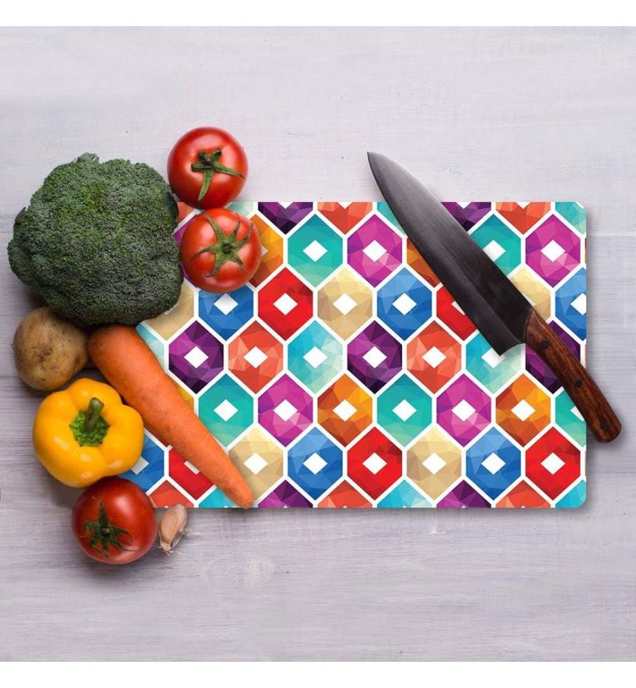 Cutting Board, Multicolor, 100% TEMPERED GLASS (Thickness: 4 mm)