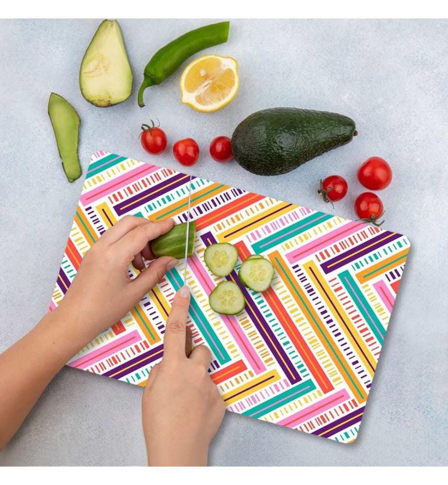 Cutting Board, Multicolor, 100% TEMPERED GLASS (Thickness: 4 mm)