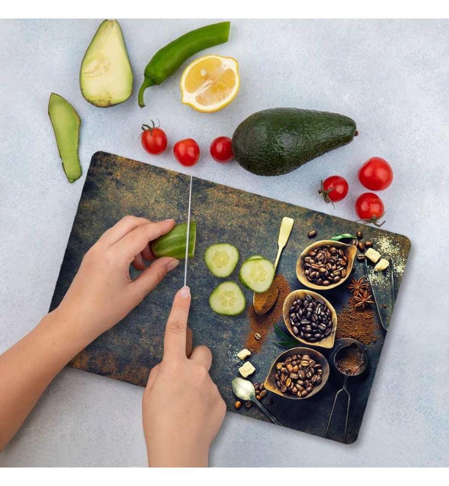Cutting Board, Multicolor, 100% TEMPERED GLASS (Thickness: 4 mm)