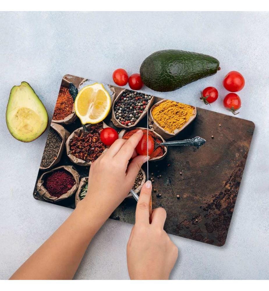 Cutting Board, Multicolor, 100% TEMPERED GLASS (Thickness: 4 mm)