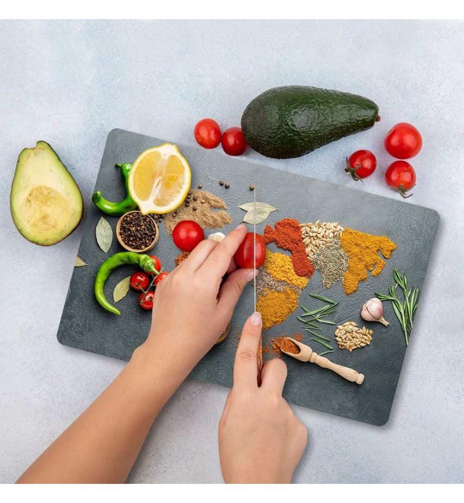 Cutting Board, Multicolor, 100% TEMPERED GLASS (Thickness: 4 mm)