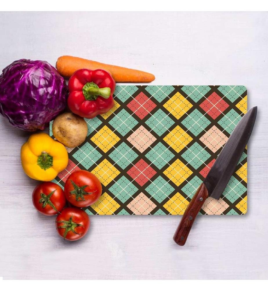 Cutting Board, Multicolor, 100% TEMPERED GLASS (Thickness: 4 mm)