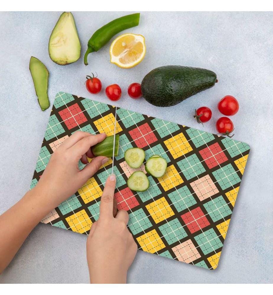 Cutting Board, Multicolor, 100% TEMPERED GLASS (Thickness: 4 mm)