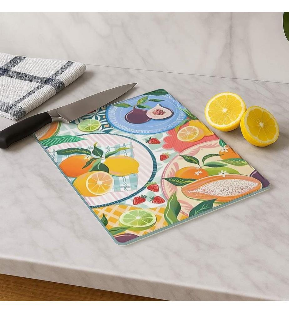 Cutting Board, Multicolor, 100% TEMPERED GLASS (Thickness: 4 mm)