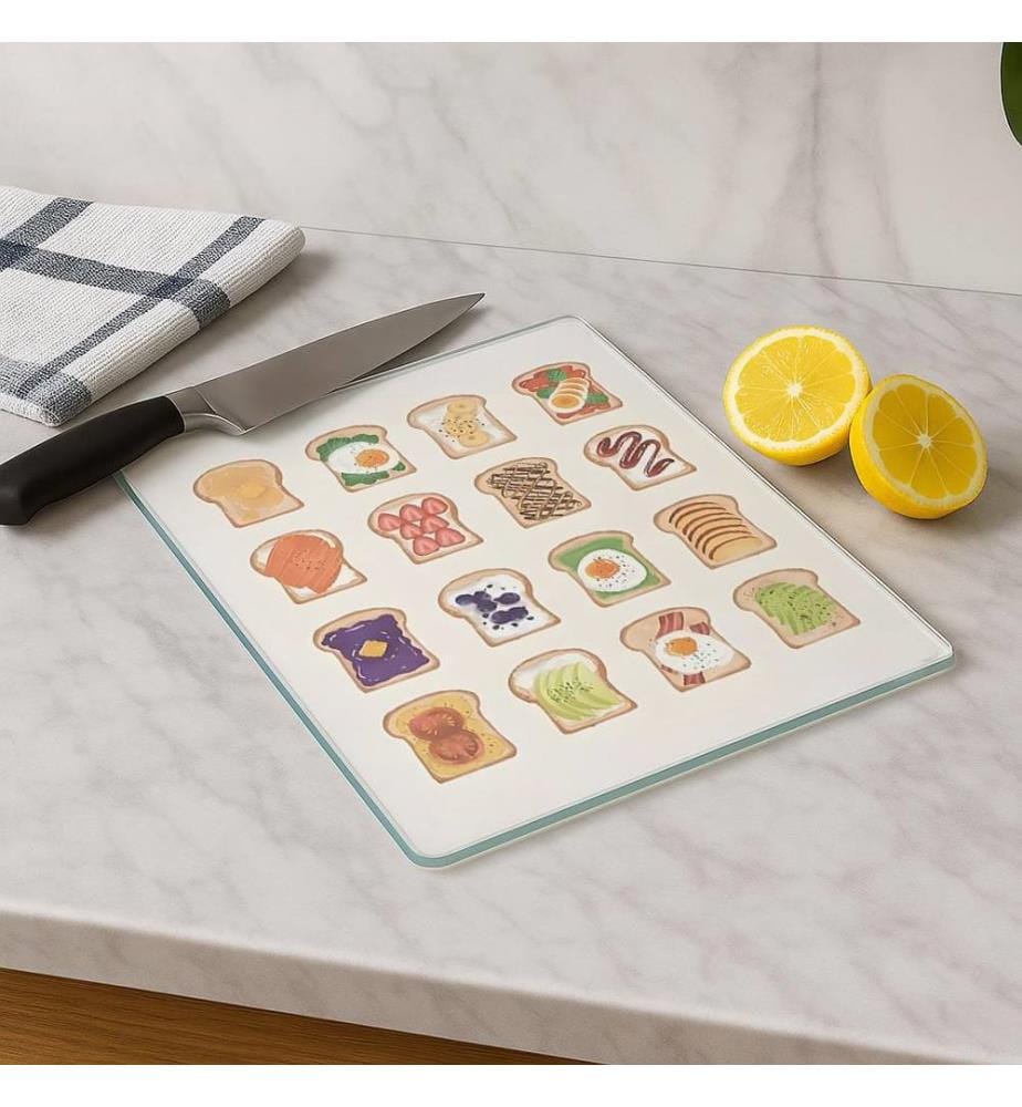 Cutting Board, Multicolor, 100% TEMPERED GLASS (Thickness: 4 mm)
