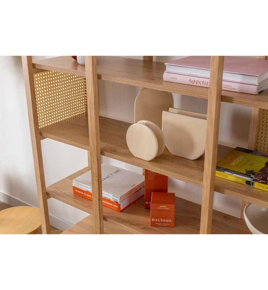 Libreria, Naturale, Pannello truciolare rivestito in melamina, Gambe in legno