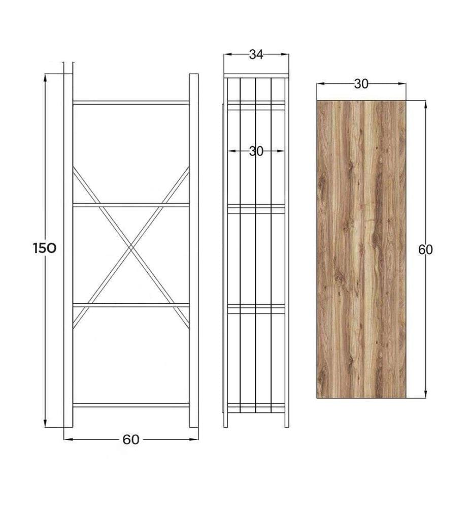 Scaffale, Rovere grigio, Pannello di particelle rivestito in melamina
