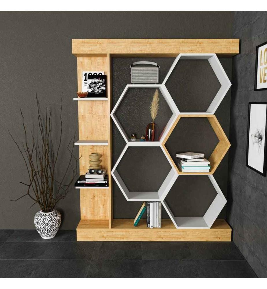 Libreria, quercia bianca, pannello truciolare rivestito in melamina