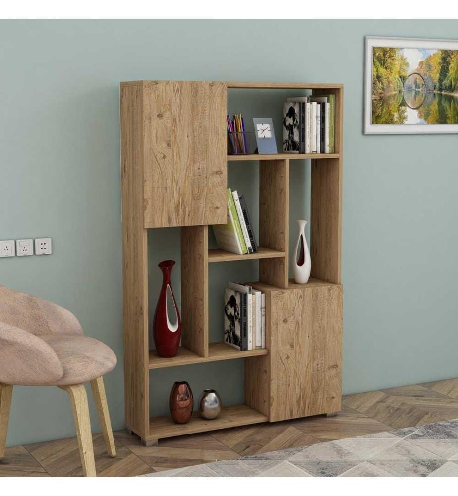 Bibliothèque, pin atlantique, panneau de particules mélaminé