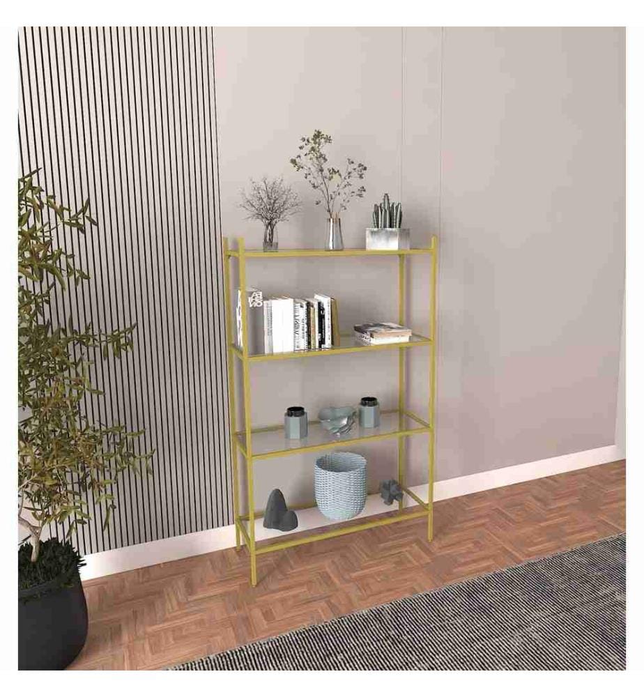 Libreria, Oro, Vetro temperato, Gambe in metallo