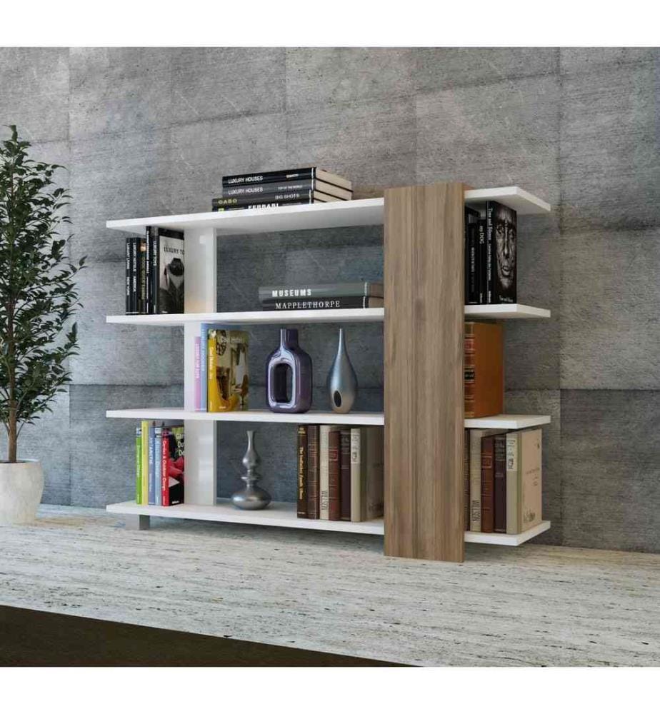 Bücherregal, Nussbaum weiss, Melaminbeschichtete Spanplatte