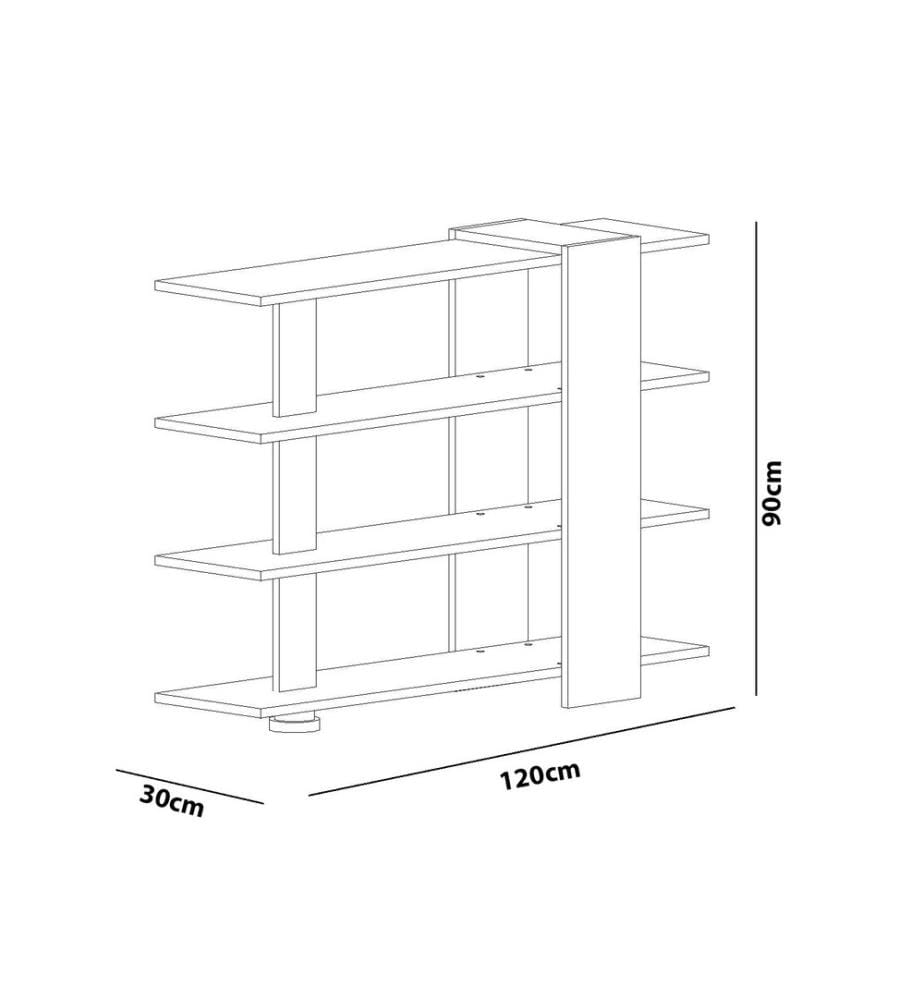 Bücherregal, Nussbaum weiss, Melaminbeschichtete Spanplatte