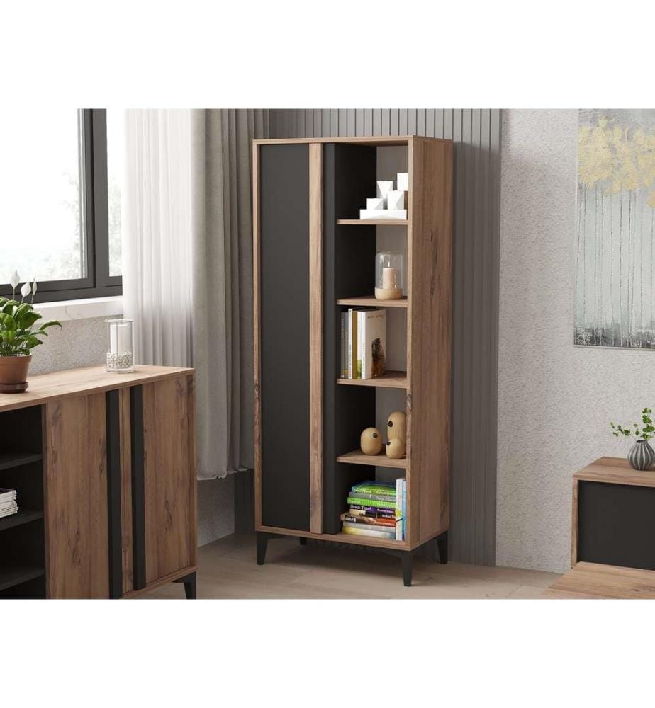 Libreria, Atlantic, Antracite, Pannello di particelle rivestito di melammina