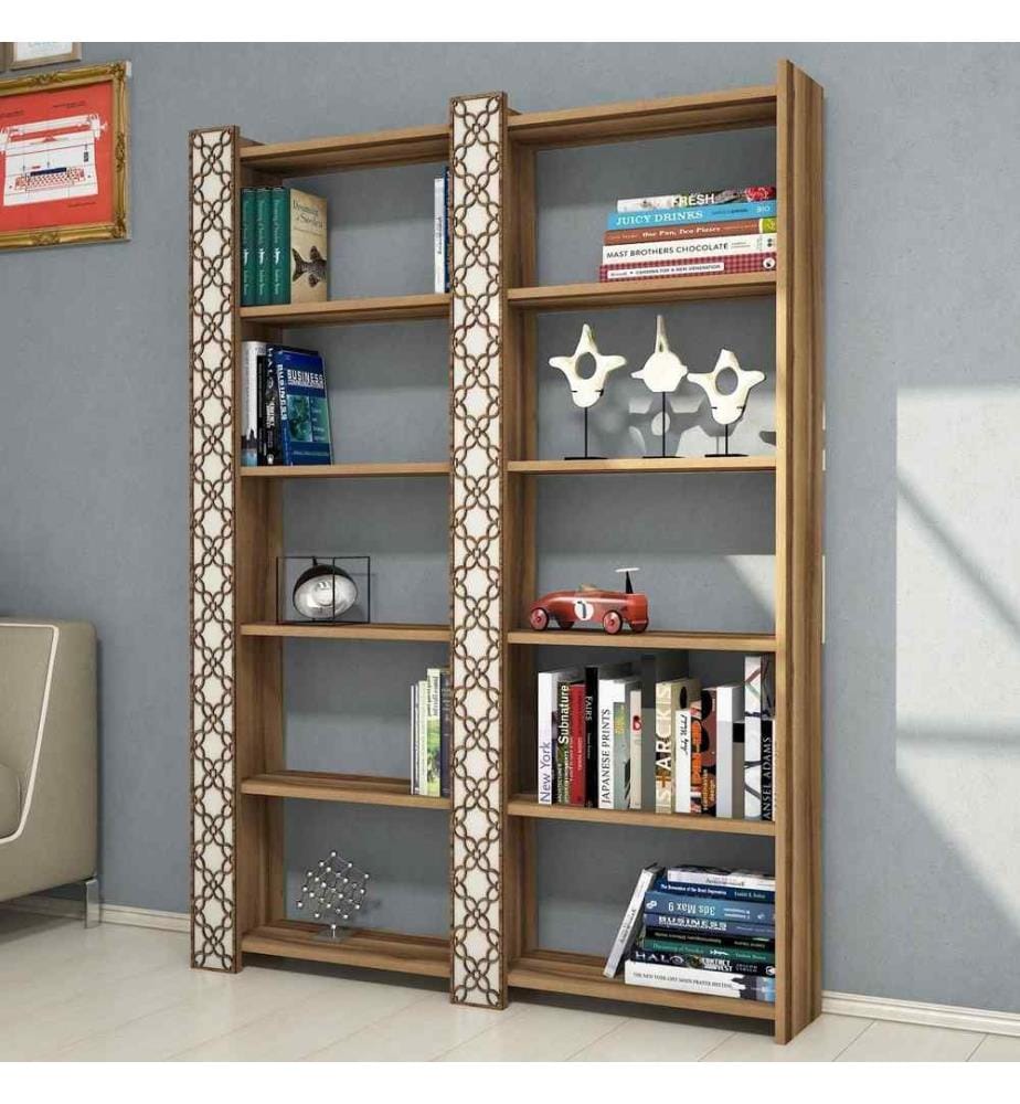 Bibliothèque, noyer crème, panneau de particules mélaminé