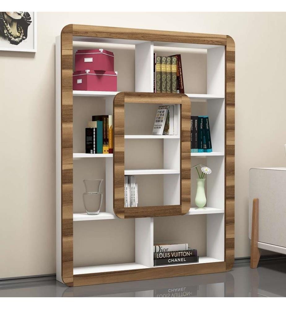 Libreria, noce bianco, pannello truciolare rivestito in melamina