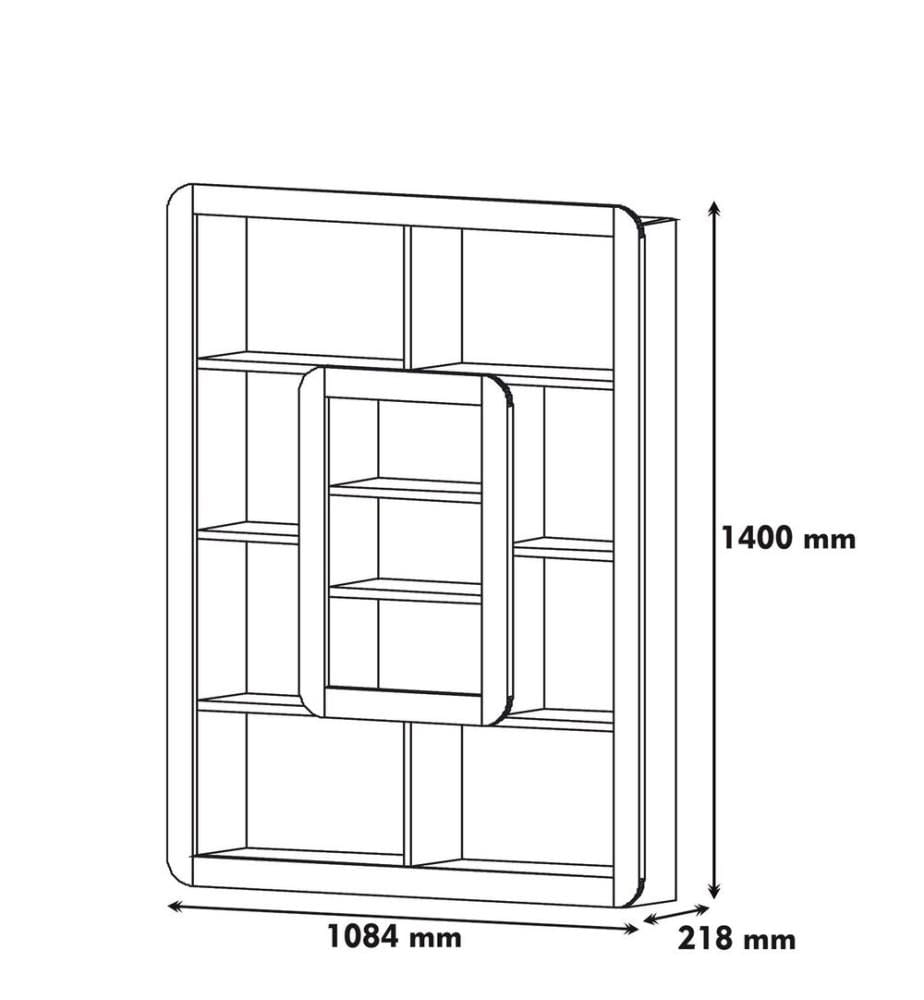 Libreria, noce bianco, pannello truciolare rivestito in melamina