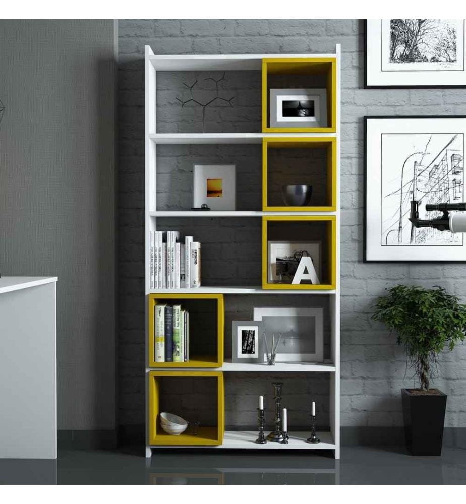 Scaffale, bianco giallo, pannello di particelle rivestito di melamina